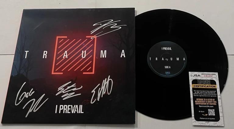 I PREVAIL BAND SIGNED TRAUMA LP VINYL RECORD ALBUM JSA COA