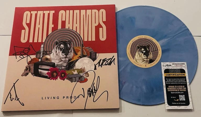 STATE CHAMPS BAND SIGNED LIVING PROOF LP VINYL RECORD ALBUM JSA COA