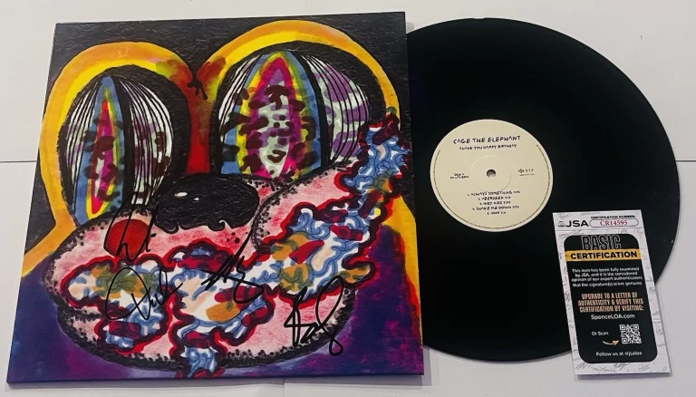 CAGE THE ELEPHANT SIGNED THANK YOU HAPPY BIRTHDAY LP VINYL RECORD ALBUM JSA COA