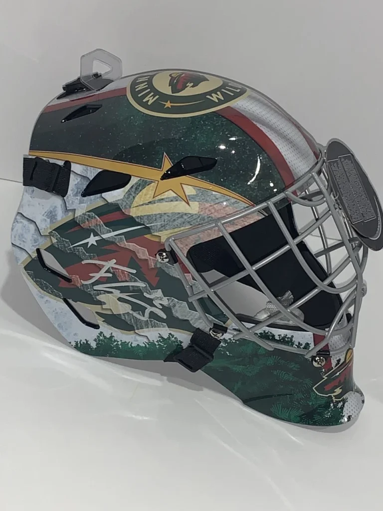 FILIP GUSTAVSSON SIGNED MINNESOTA WILD FS YOUTH GOALIE MASK HELMET PROOF JSA COA