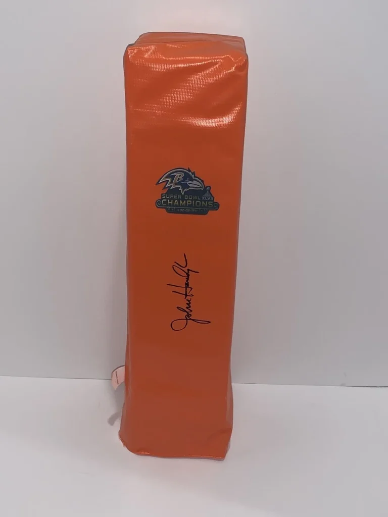JOHN HARBAUGH SIGNED TOUCHDOWN PYLON BALTIMORE RAVENS PROOF JSA COA