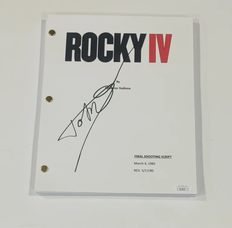 DOLPH LUNDGREN SIGNED ROCKY IV FULL MOVIE SCRIPT JSA COA