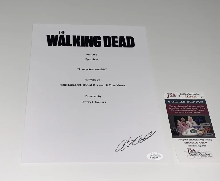 AUSTIN AMELIO SIGNED THE WALKING DEAD ALWAYS ACCOUNTABLE SCRIPT DWIGHT JSA COA