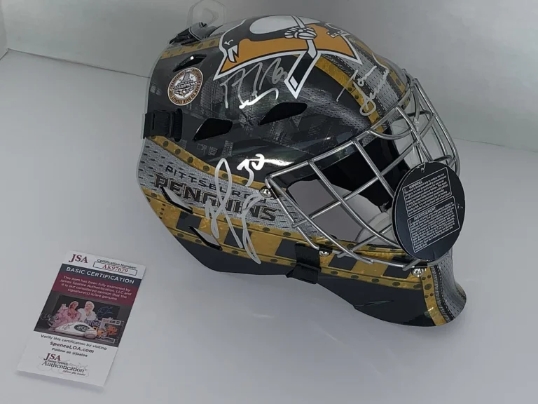 TOM BARRASSO MARC-ANDRE FLEURY MATT MURRAY SIGNED PENS F/S GOALIE MASK JSA COA