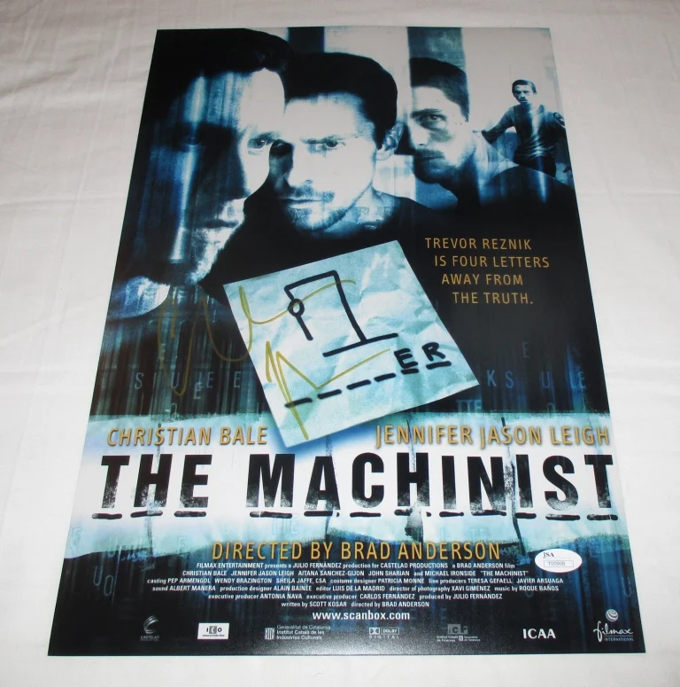 CHRISTIAN BALE SIGNED THE MACHINIST 12X18 MOVIE POSTER JSA