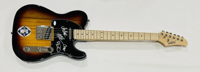 NEW FOUND GLORY SIGNED SUNBURST ELECTRIC GUITAR JORDAN PUNDIK ALL 4 JSA COA