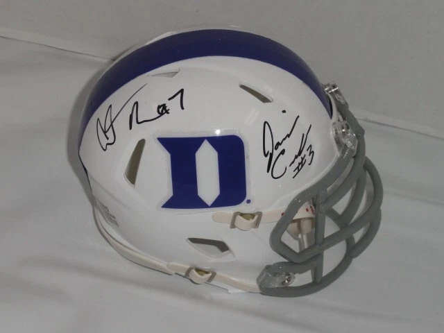 ANTHONY BOONE & JAMISON CROWDER SIGNED DUKE BLUE DEVILS WHITE MINI HELMET PROOF