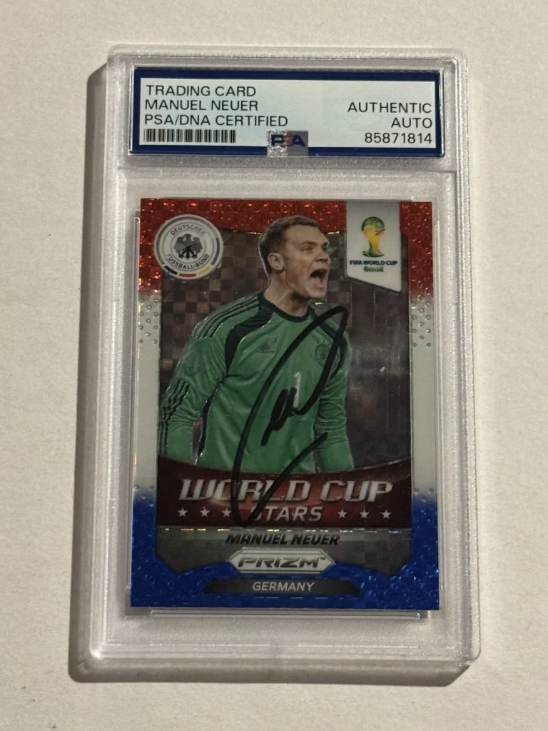 Manuel Neuer Signed Auto RC Rookie 2014 Panini Prizm World Cup Stars RWB PSA
