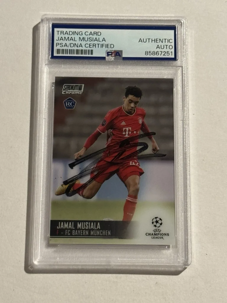 Jamal Musiala Signed Auto 2020-21 Stadium Club Chrome UEFA #41 Rookie RC PSA