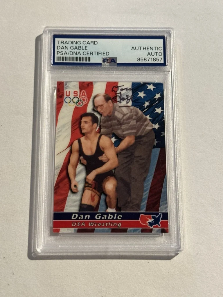 Dan Gable Signed Auto 2001 ROOX Team USA Wrestling 2000 Sydney Olympics Flag PSA