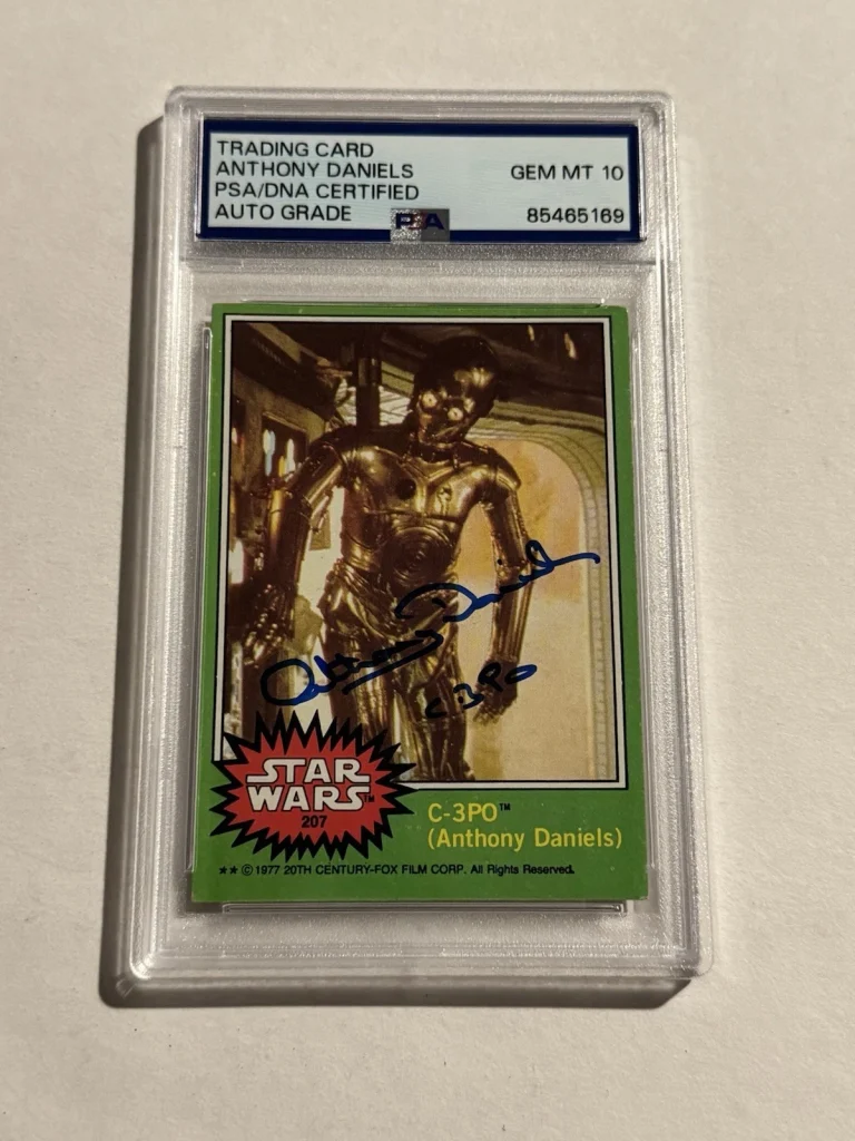 ANTHONY DANIELS 1977 TOPPS Star Wars Signed Auto C-3PO Card #256 GEM MINT 10 PSA