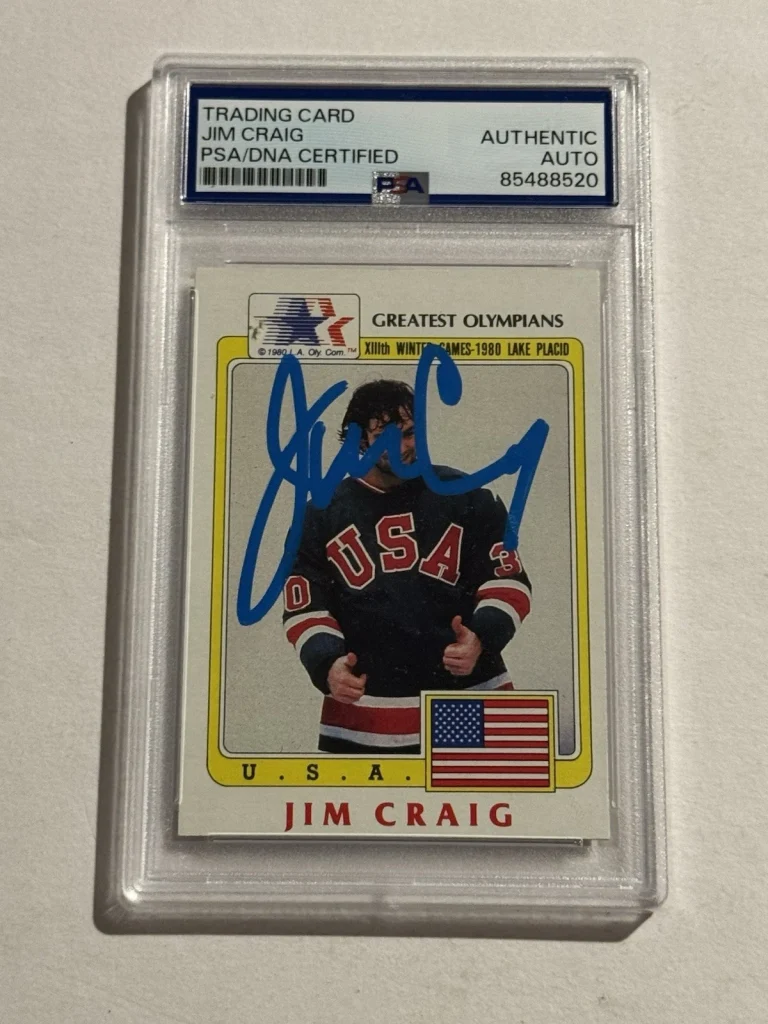 JIM CRAIG AUTOGRAPHED 1983 TOPPS GREATEST OLYMPIANS HOCKEY CARD AUTO SIGNED PSA