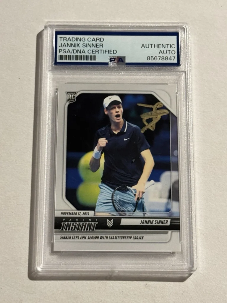JANNIK SINNER SIGNED 2024 PANINI INSTANT TENNIS ROOKIE CARD #JS-4 RC AUTO PSA