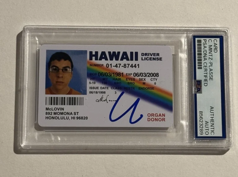 McLovin Fake ID Superbad Signed Auto PSA/DNA Slabbed Christopher Mintz-Plasse