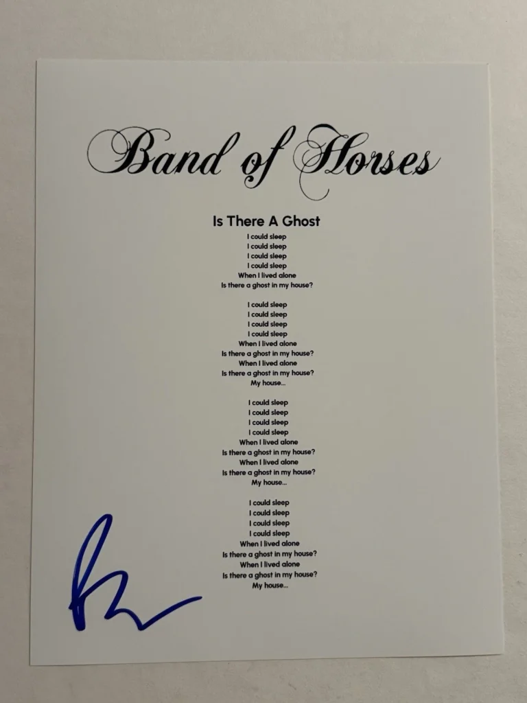 BEN BRIDWELL SIGNED LYRIC SHEET AUTOGRAPHED BAND OF HORSES BAND LEAD SINGER COA