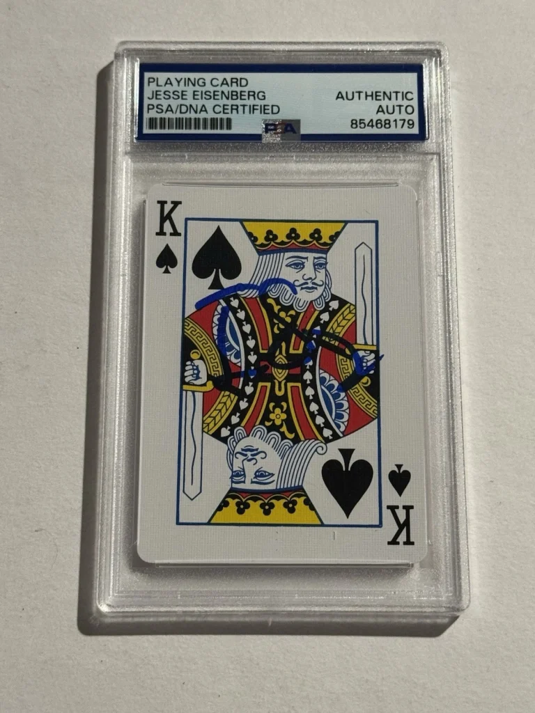 JESSE EISENBERG SIGNED NOW YOU SEE ME MOVIE PLAYING CARD PSA SLAB