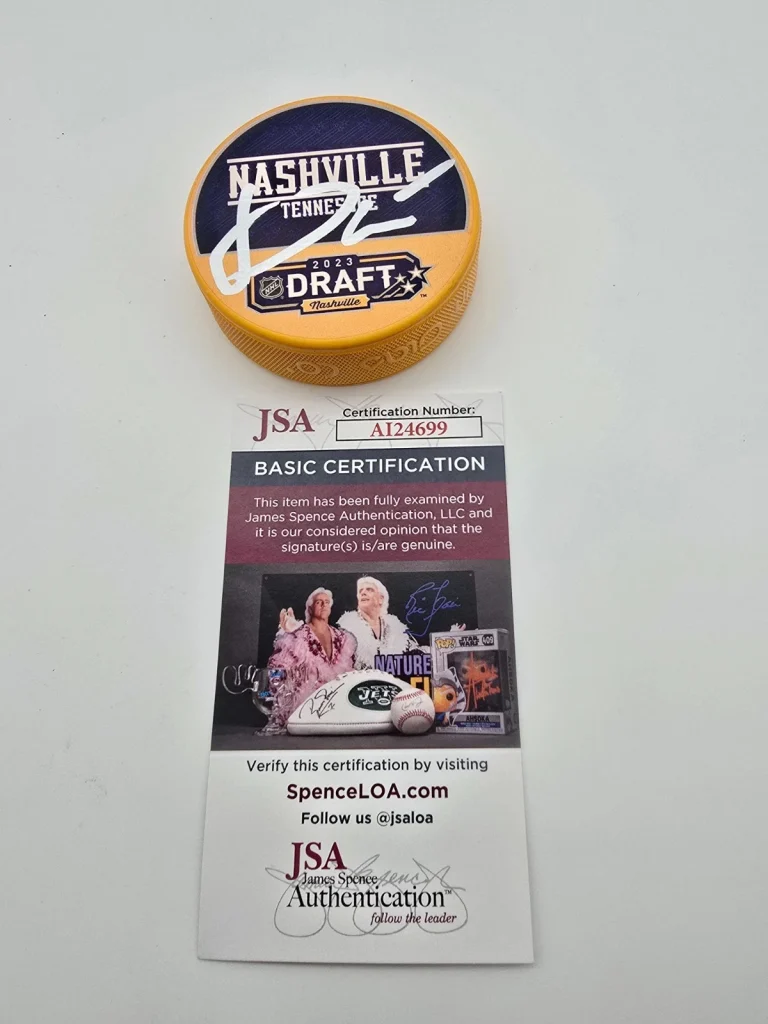 Dalibor Dvorsky Signed 2023 NHL Draft Gold Puck St Louis Blues JSA Autographed