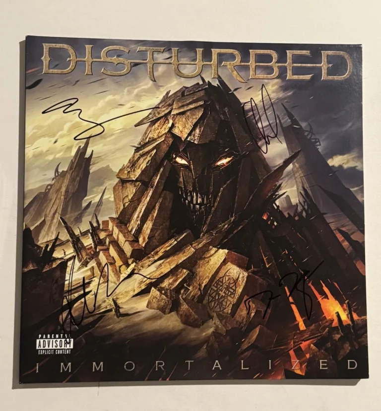 DISTURBED BAND SIGNED ALBUM VINYL RECORD FULL BAND AUTOGRAPHED DAVID DRAIMAN COA
