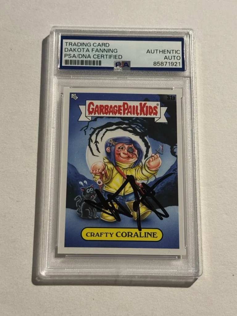 DAKOTA FANNING SIGNED AUTO Crafty Coraline 2022 Topps GPK CORLAINE #31a PSA