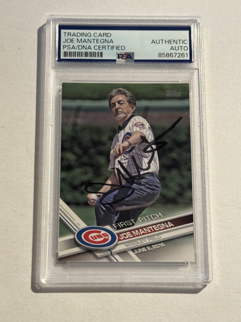 Joe Mantegna Signed 2017 Topps First Pitch Card Auto Actor Criminal Minds PSA