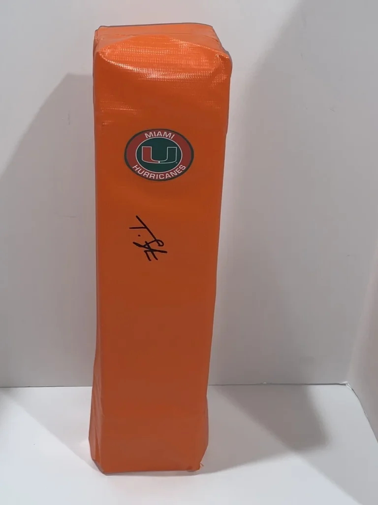 TYRIQUE STEVENSON SIGNED TOUCHDOWN PYLON MIAMI HURRICANES NFL STAR PROOF JSA COA