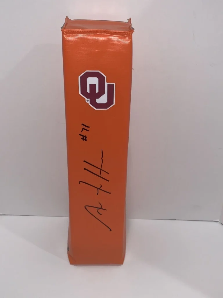 ANTON HARRISON SIGNED TOUCHDOWN PYLON OKLAHOMA SOONERS NFL STAR PROOF JSA COA