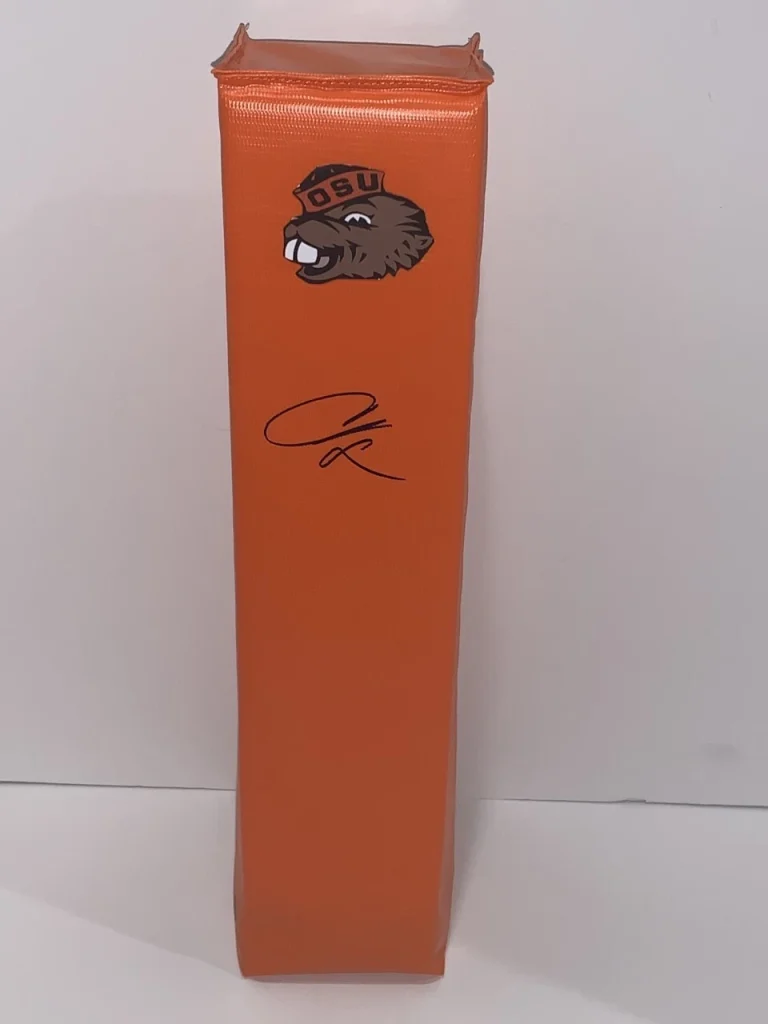 CHAD JOHNSON OCHOCINCO SIGNED TOUCHDOWN PYLON OREGON ST BEAVERS PROOF JSA COA