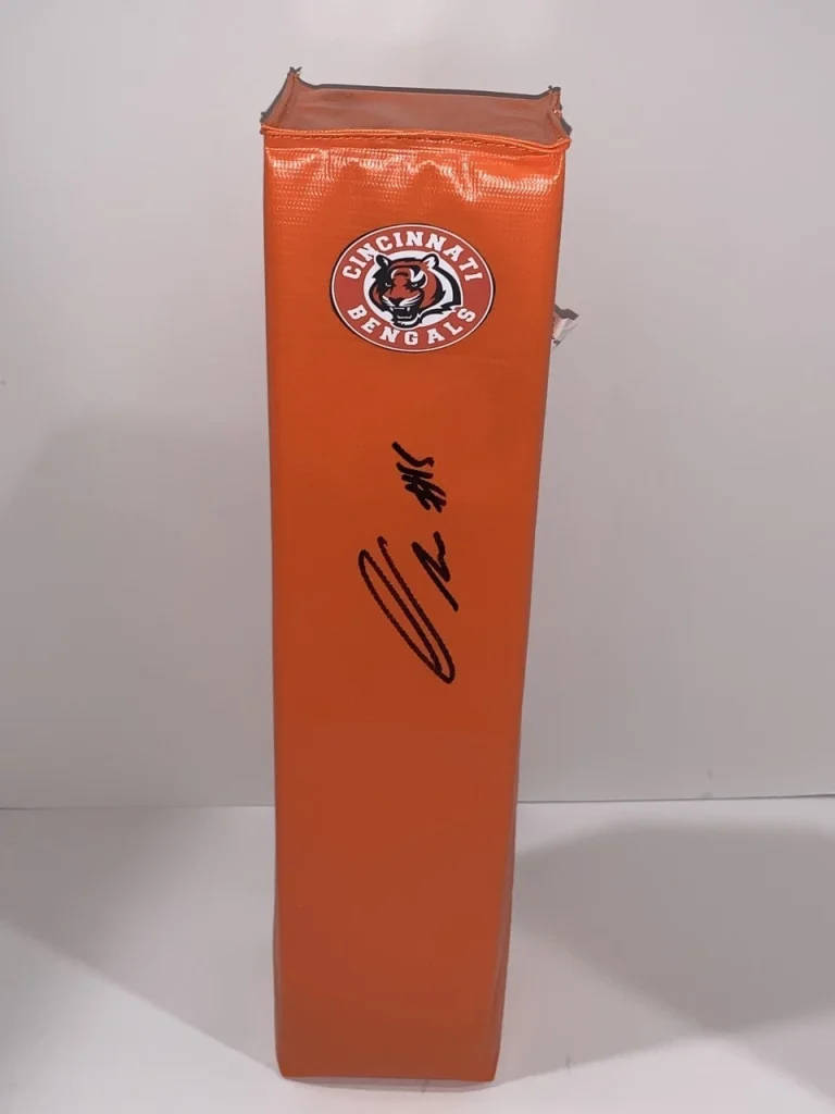 CHARLIE JONES SIGNED TOUCHDOWN PYLON CINCINNATI BENGALS NFL STAR PROOF JSA COA