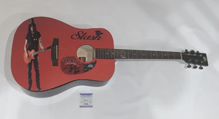 SLASH SIGNED CUSTOM ACOUSTIC GUITAR GUNS N ROSES AUTOGRAPHED PSA COA