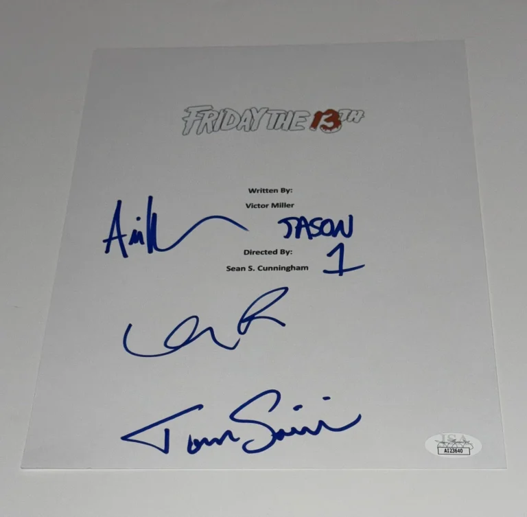 KEVIN BACON TOM SAVINI ARI LEHMAN SIGNED FRIDAY THE 13TH MOVIE SCRIPT  JSA COA