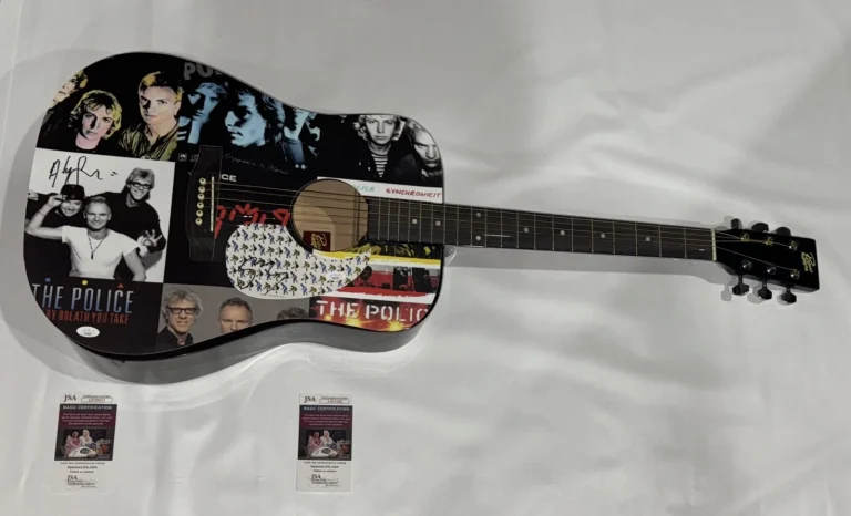 THE POLICE SIGNED CUSTOM ACOUSTIC GUITAR STING ANDY SUMMERS JSA COA
