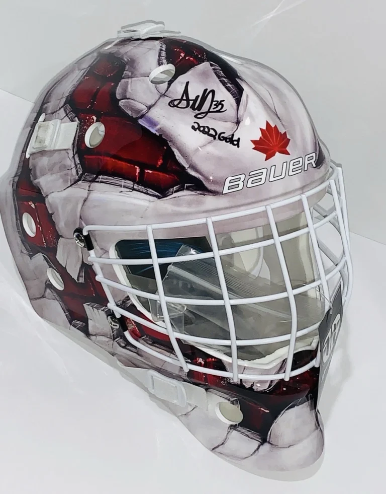 ANN-RENEE DESBIENS SIGNED F/S GOALIE MASK TEAM CANADA 2022 OLYMPICS PSA COA