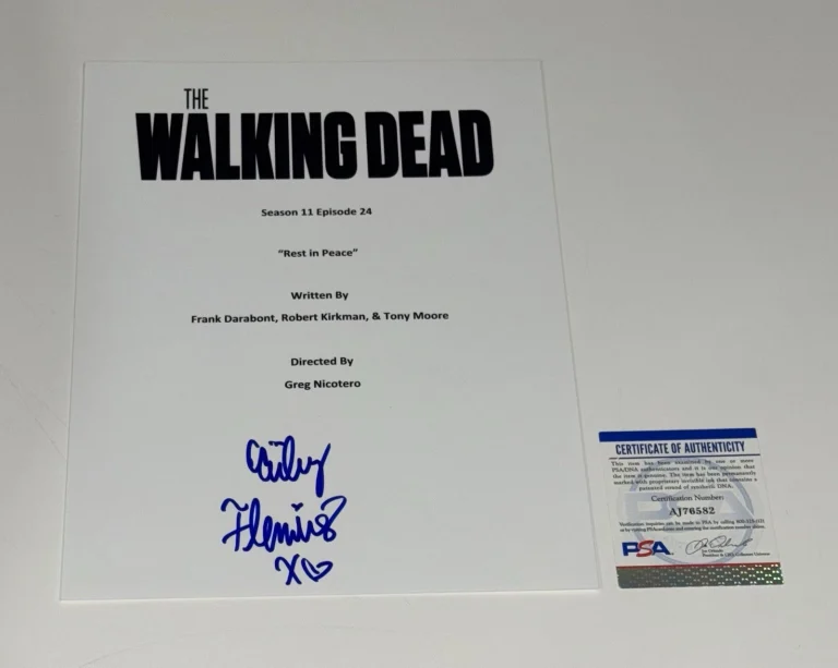 CAILEY FLEMING SIGNED WALKING DEAD REST IN PEACE SERIES FINALE SCRIPT  PSA COA