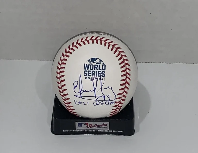 EDDIE PEREZ SIGNED 2021 WORLD SERIES BASEBALL ATLANTA BRAVES W/INSCRIPT JSA COA