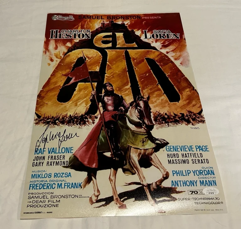 SOPHIA LOREN SIGNED EL CID 12X18 MOVIE POSTER JSA