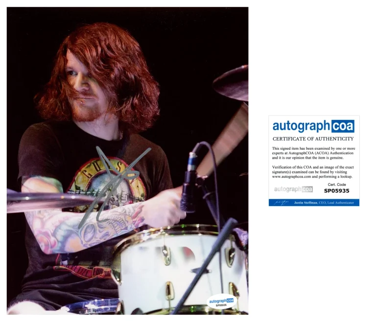 Andy Hurley ‘Fall Out Boy’ Band Drummer Signed 8x10 Photo ACOA FOB Andrew