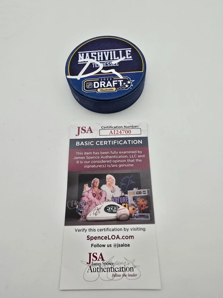 Dalibor Dvorsky Signed 2023 NHL Draft Puck St Louis Blues JSA COA Autographed