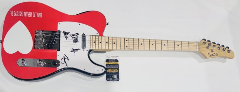 THE GASLIGHT ANTHEM SIGNED CUSTOM GET HURT GUITAR BRIAN FALLON ALL 4 JSA COA