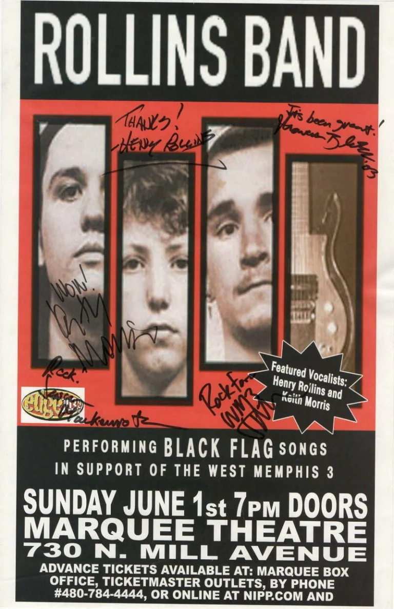 HENRY ROLLINS BAND (X5) SIGNED AUTOGRAPH 11X17 CONCERT TOUR POSTER - VERY RARE!