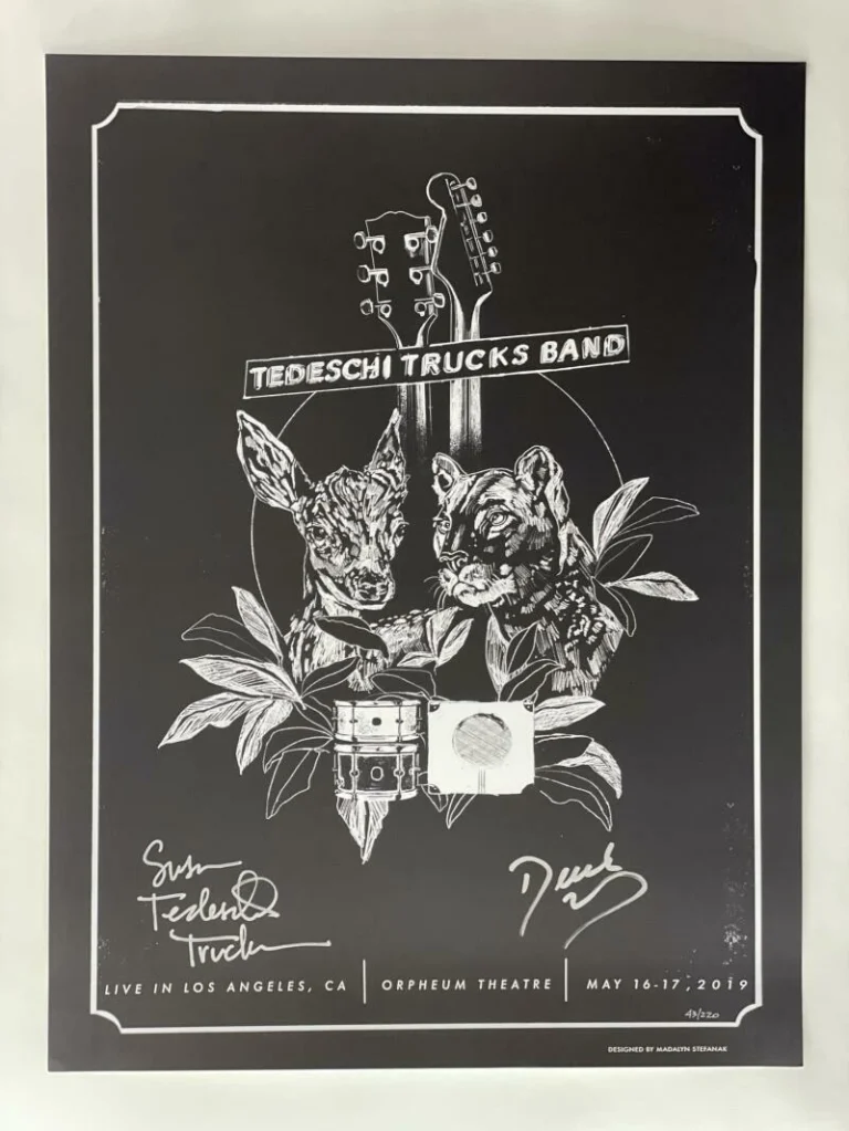 SUSAN TEDESCHI DEREK TRUCKS SIGNED AUTOGRAPH 18X24 CONCERT TOUR POSTER - LA 2019