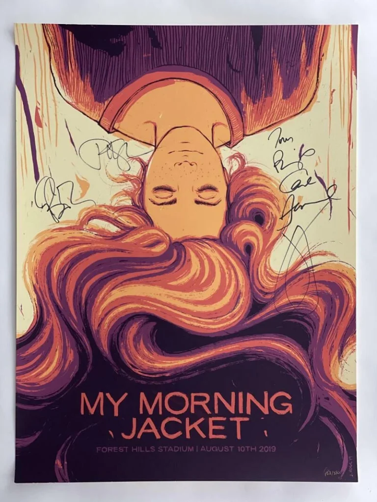 MY MORNING JACKET FULL BAND (X5) SIGNED AUTOGRAPH 18X24 CONCERT TOUR POSTER RARE