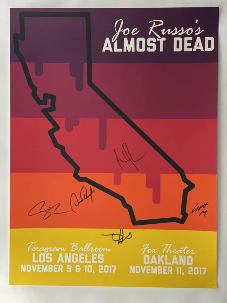 JOE RUSSO'S ALMOST DEAD SIGNED AUTOGRAPH 18X24 CONCERT TOUR POSTER GRATEFUL DEAD