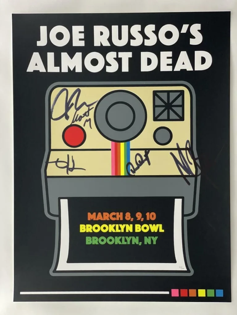 JOE RUSSO'S ALMOST DEAD SIGNED AUTOGRAPH 18X24 CONCERT TOUR POSTER BROOKLYN BOWL