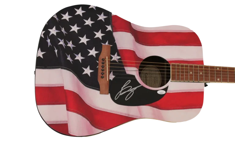 LUKE BRYAN SIGNED AUTOGRAPH CUSTOM AMERICAN FLAG GIBSON EPIPHONE GUITAR - JSA