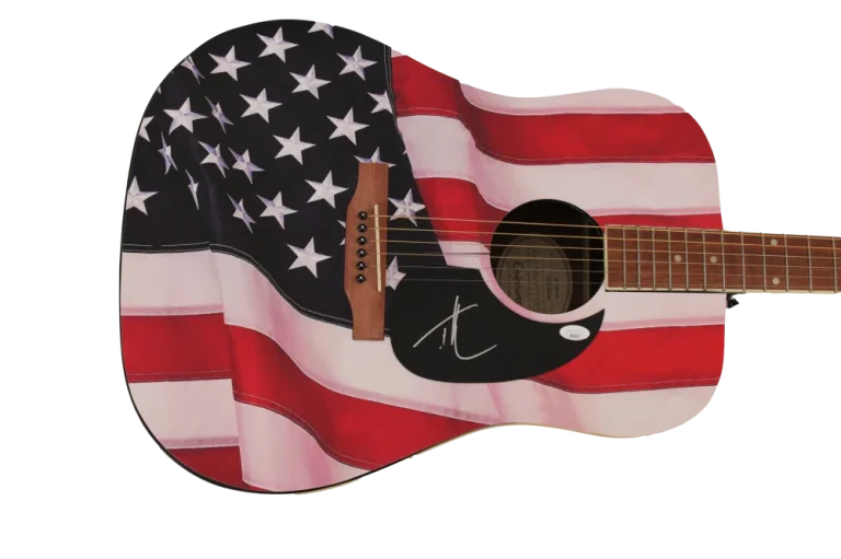 TIM MCGRAW SIGNED AUTOGRAPH CUSTOM AMERICAN FLAG GIBSON EPIPHONE GUITAR JSA