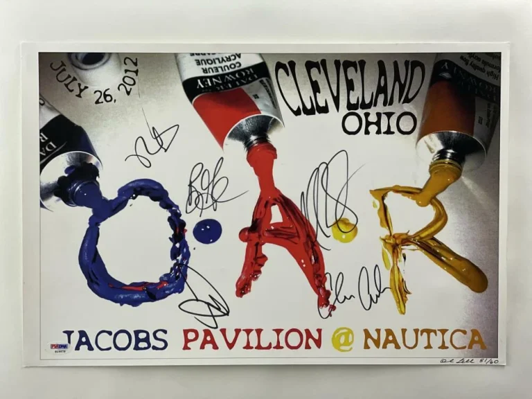 O.A.R. OAR FULL BAND SIGNED AUTOGRAPH 12X18 CONCERT TOUR POSTER CLEVELAND OH PSA