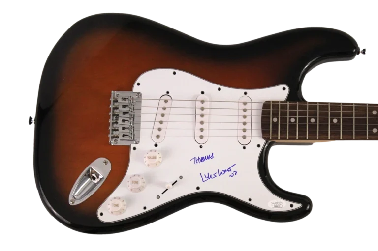 LYLE LOVETT SIGNED AUTOGRAPH FULL SIZE FENDER ELECTRIC GUITAR - PONTIAC W/ JSA