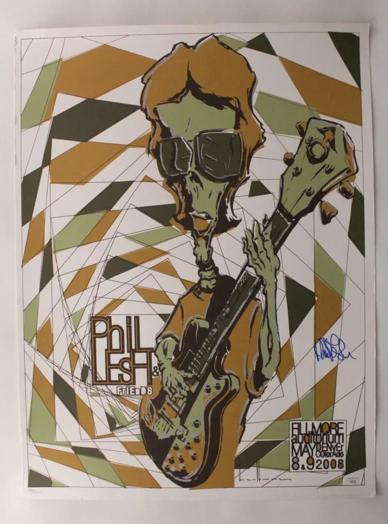 PHIL LESH SIGNED AUTOGRAPH 18X24 CONCERT TOUR POSTER GRATEFUL DEAD *DAMAGED* JSA