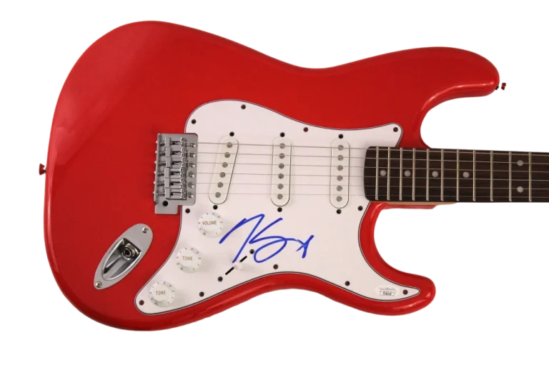 NIKKI SIXX SIGNED AUTOGRAPH FULL SIZE RED FENDER ELECTRIC GUITAR MOTELY CRUE JSA