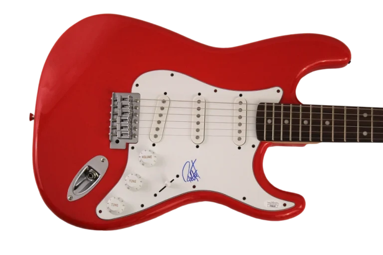 ROBERT TRUJILLO SIGNED AUTOGRAPH FS RED FENDER ELECTRIC GUITAR METALLICA W/ JSA